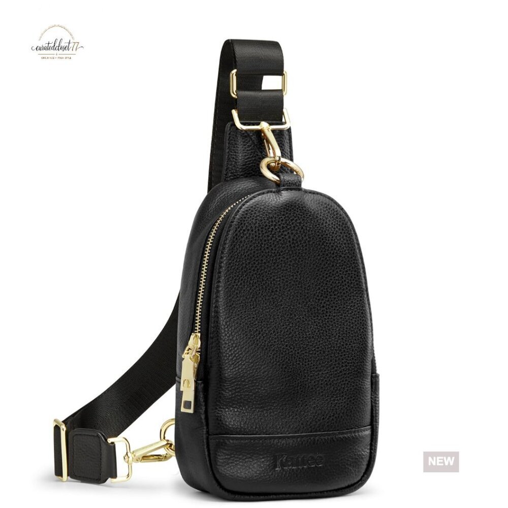 Small Leather Sling Bag with RFID Blocking, Crossbody Purse for Travel
